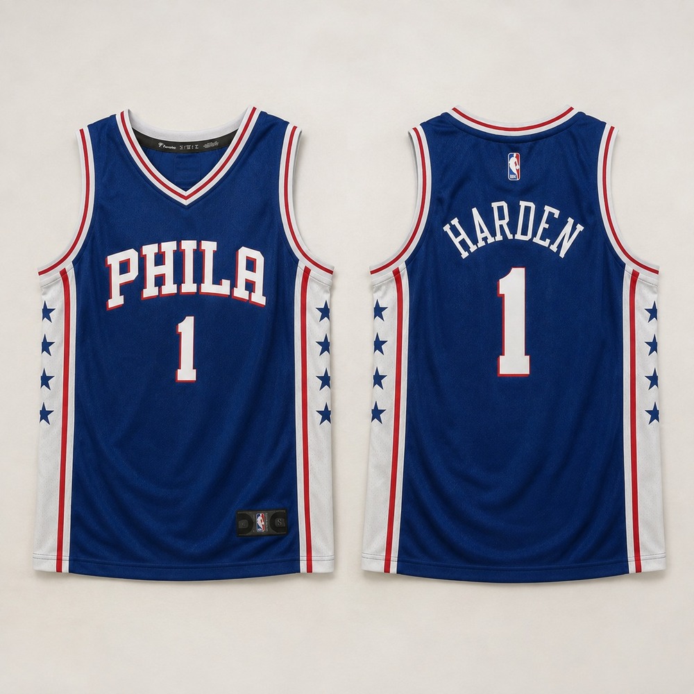 Philadelphia 76ers James Harden NBA Fanatics Jersey Youth M Blue Basketball #1